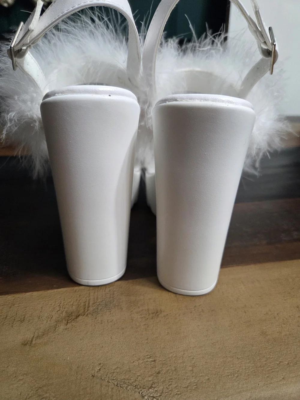 White Feather Platform High-Heel Sandals - Women's